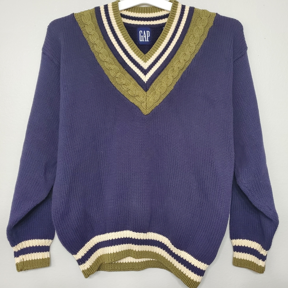Vintage GAP Heavyweight Knit Jersey V-neck Pullover Oversized Sweaters